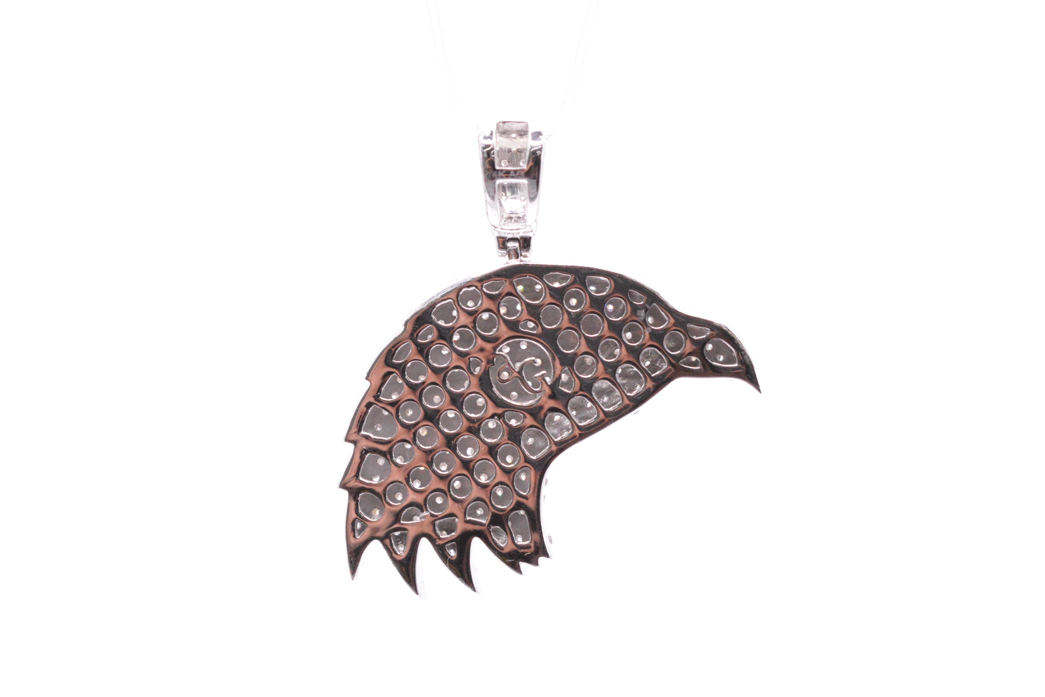 2.50 cttw Diamond Eagle Head Ruby Eye Pendant 14K White Gold Jewelry Spot USA